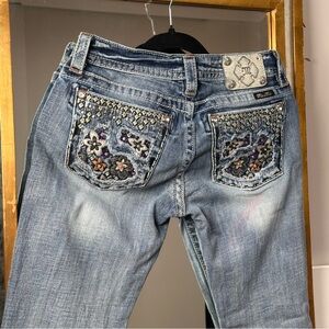 MISS ME Y2K Embroidered Pocket Skinny Jeans